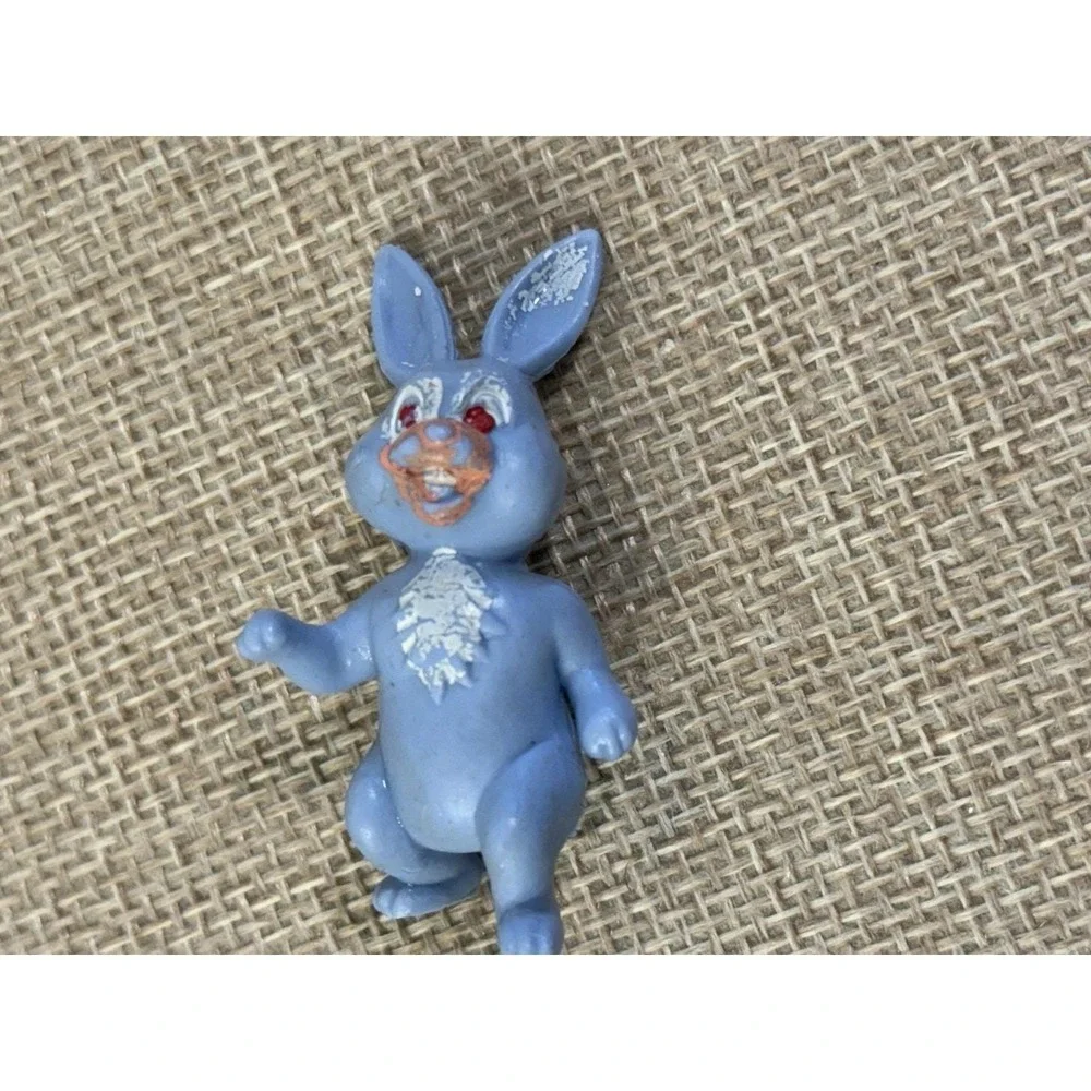 Vintage Blue Pink White Rabbit Bunny Plastic Figure No. 922 HONG KONG